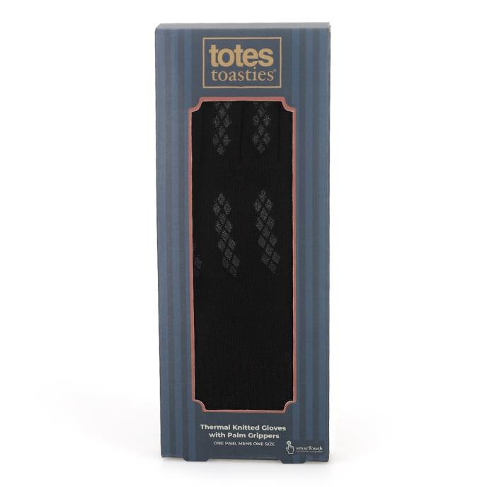 totes toasties® Mens Brushed Thermal Knitted SmarTouch Gloves Black Extra Image 5